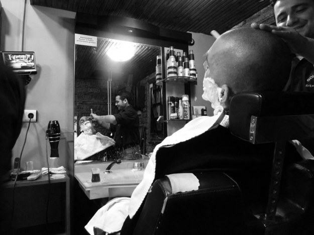 straight razor shave at a barber shop in istanbul