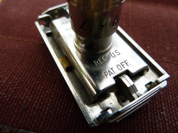 Gillette Adjustable safety razor, head, stamps