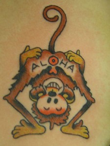 "cute" Sailor Jerry Aloha Monkey Tattoo
