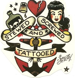 Sailor Jerry Stewed and Screwed Tattoo