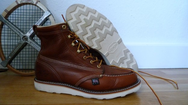 Thorogood Moc Toe boots sideview with sole