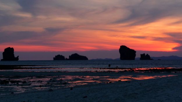 sunset in thailand seen from the chicken island