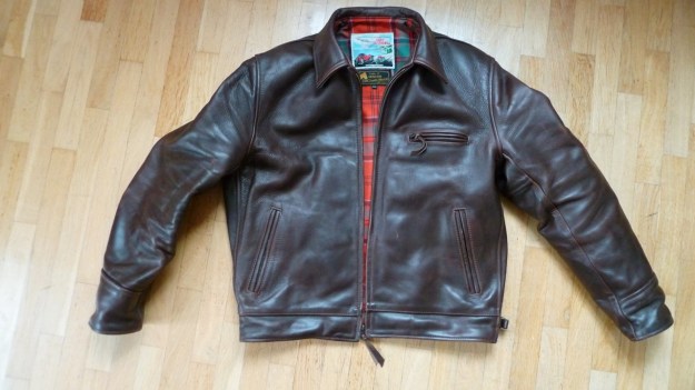 Aero Leather Highwayman Heavy Front Quarter Horsehide jacket brown full front view