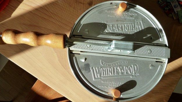 home coffee roasting with the whirley pop, popcorn pot