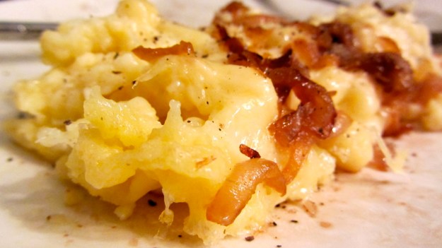 Käs Spätzle or cheese noodles on the plate
