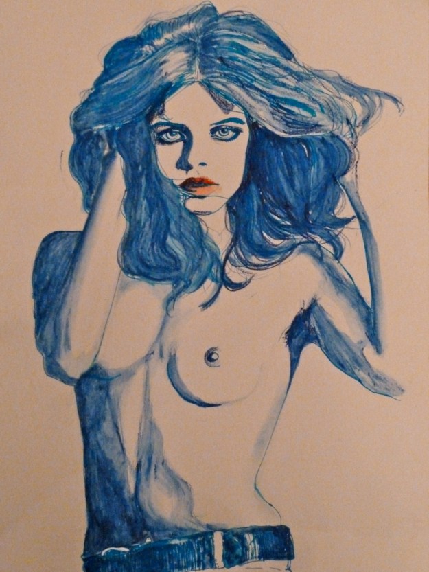 uschi obermaier drawing by maria wallenstein