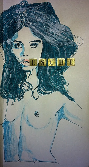 uschi obermaier drawing by maria wallenstein