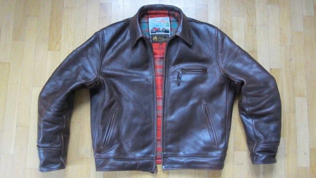 brown highwayman horsehide leather jacket by aero leather after 9 month 