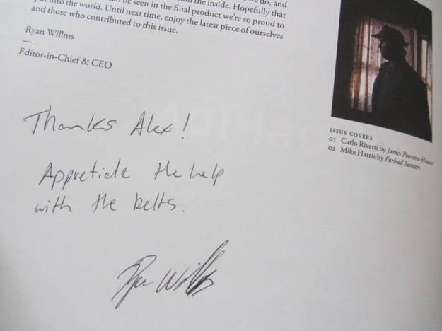 ryan willms inventory magazine personal note