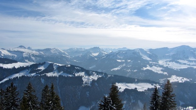 alpine skiing in the bregenzer wald - panorama