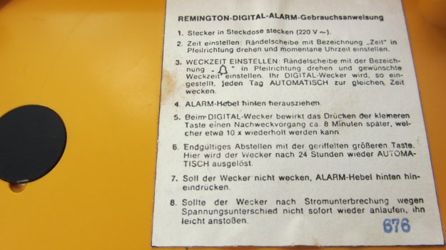 alarm clocks - 5 more minutes ! remington sperry orange instructions