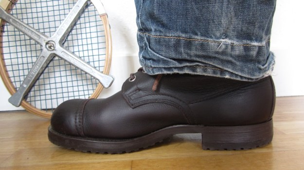 Swedish Army boots from 1943 after the resole - with levis engineered / twisted jeans