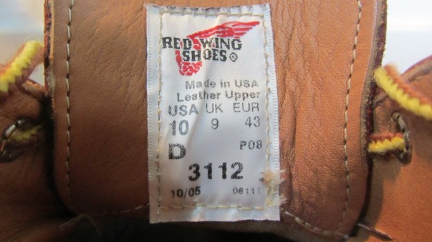 Red Wing Shoes Oxford 3112 – id label inside the shoe