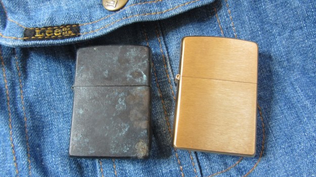 Brass zippo lighter rapidly vintaged by feinschmuck new vs old