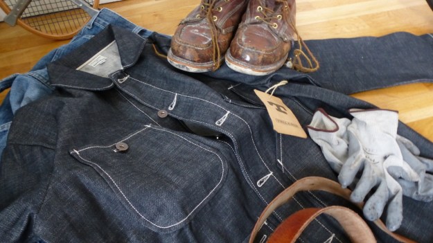 Denim Chore Coat by Tellason used as workwear at the shipyard 