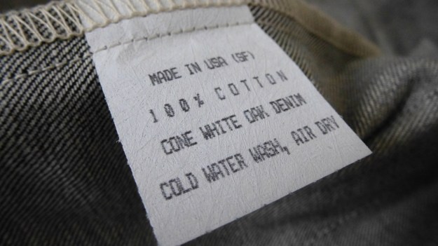 Denim Chore Coat by Tellason as workwear - label cone white oak denim