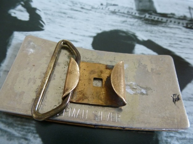 vintage us navy belt buckle backside german silver