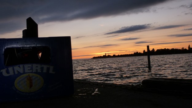 bbq at the lake & Unertl beer! Unertl beer case with sundowner