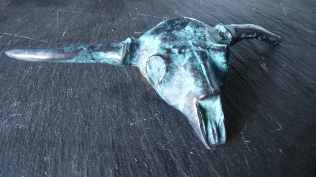 longhorn skull belt buckle by feinschmuck - vintaged bronze