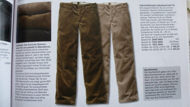 Manufactum Nr. 25 Summer 2012 personal highlights - conduroy pants
