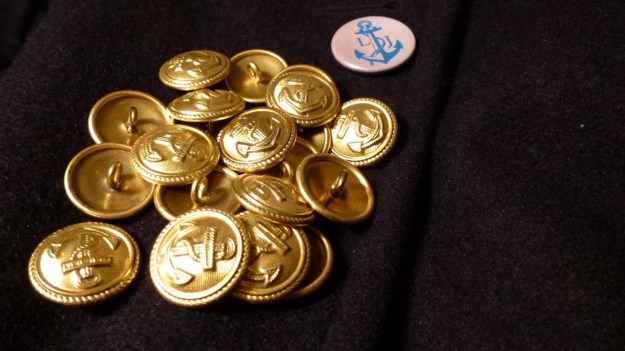 Golden Navy Anchor buttons - Amor Lux Caban Jacket long john