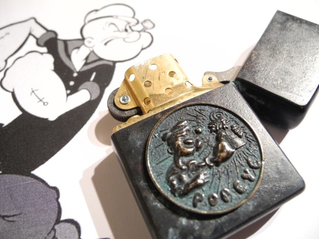 Popeye Zippo by Feinschmuck - brass aged greenish angeranzt
