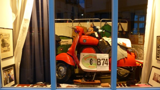 Amtraq Distribution visit - red vespa scooter shopwindow