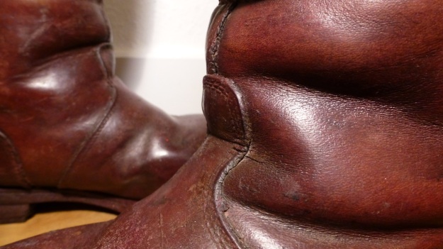 brown felt boots - santa claus front chestnut leather details