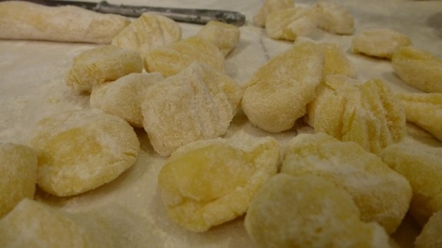 Gnocchi with gorgonzola and spinach ready to boil