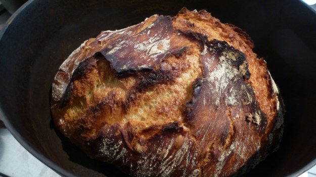 Homeroasted coffee and fresh bread - no knead bread fresh from the oven