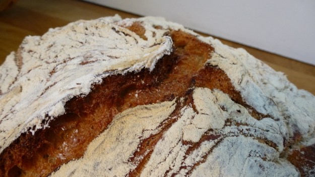 oxtail soup - ochsenschwanzsuppe homemade fresh bread loaf