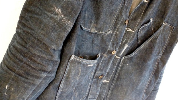 Tellason Chore Coat - Coverall Jacket denim wrinkled arms