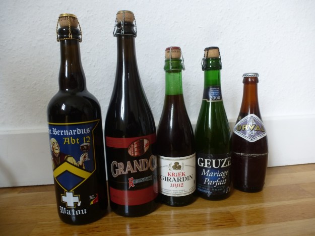5 bottles of belgian beer