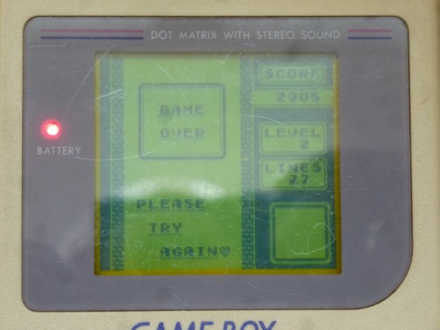 Nintendo Gameboy - Tetris game over