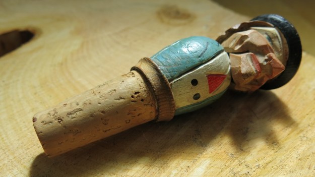 vintage carved wooden bottle stopper