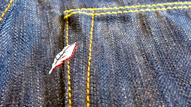 pure blue japan & syoaiya denim macro image feather
