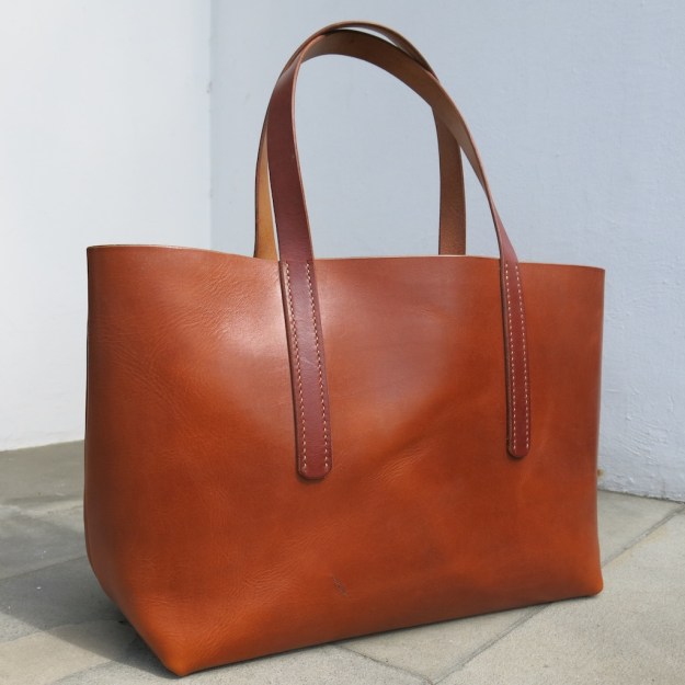 be-cause leather tote bag hand sewn  101