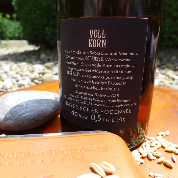 Flachmann Leder Initialen Geschenk Vollkorn Destillat Schmidt Bodensee  3517