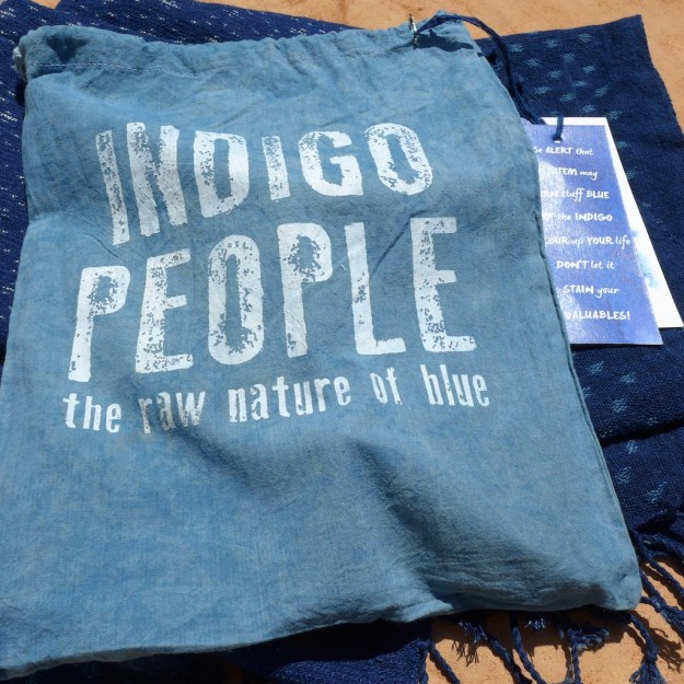 Natural Indigo People Scarf Otobe Abira ikat pattern  3501