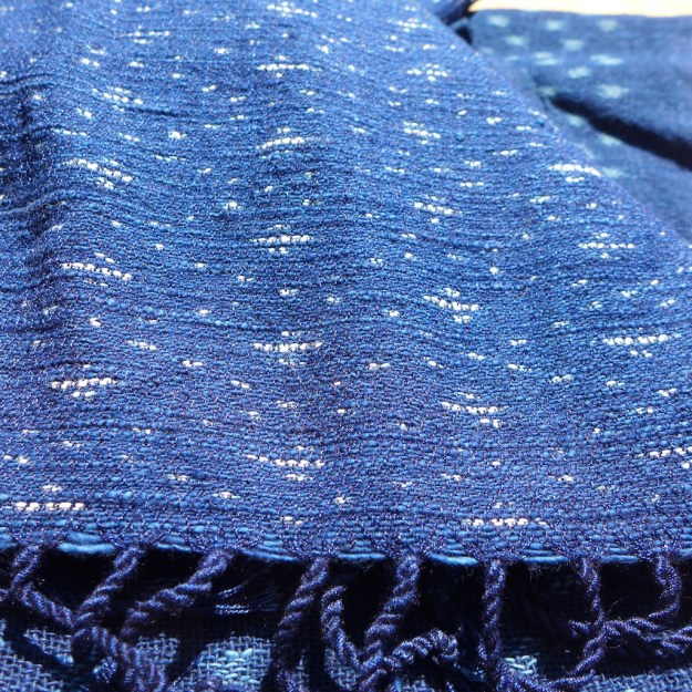 Natural Indigo People Scarf Otobe Abira ikat pattern  3504