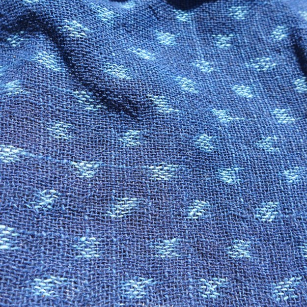 Natural Indigo People Scarf Otobe Abira ikat pattern  3505