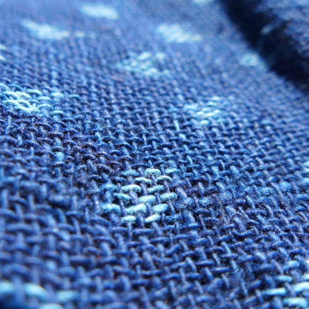 Natural Indigo People Scarf Otobe Abira ikat pattern  3507