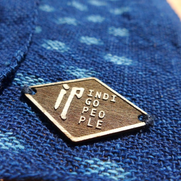 Natural Indigo People Scarf Otobe Abira ikat pattern  3507