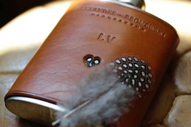 leather covered flask pewter initials monogrammed letters (1)